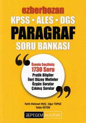 Pegem 2019 KPSS ALES DGS Ezberbozan Paragraf Soru Bankasi (Yeni)