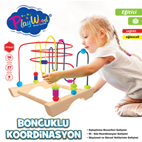 PLAY WOOD KUTUDA AHŞAP BÜYÜK BONCUKLU KOORDİNASYON OYUNU 27 PARÇA