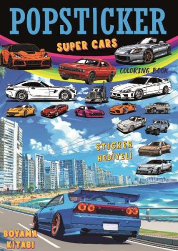 Süper Cars Boyama Kitabı Popsticker