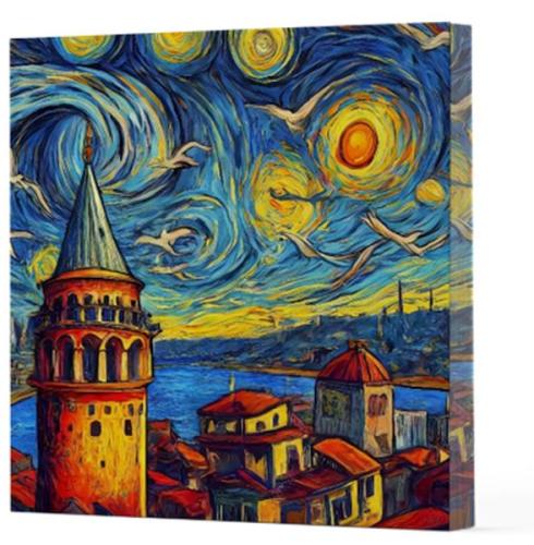 Van Gogh 5 Galata - Çizgisiz Yan Boyamalı Defter