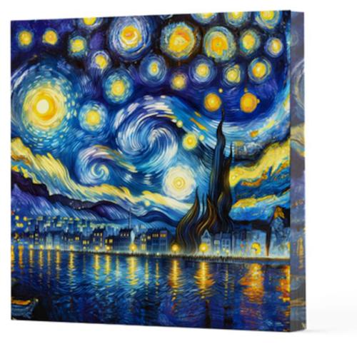 Van Gogh 7 Yıldızlı Gece - Çizgisiz Yan Boyamalı Defter