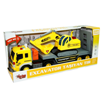 VARDEM KUTULU SÜRTMELİ EXCAVATOR TAŞIYAN TIR 1:16 SESLİ IŞIKLI