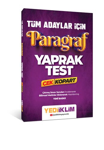 YediiklimYayınları Tüm Adaylar İçin Paragraf Çek Kopart Yaprak Test